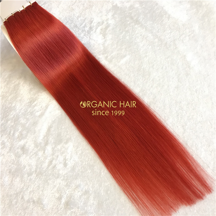 Seamless tape in hair extensions red color X107